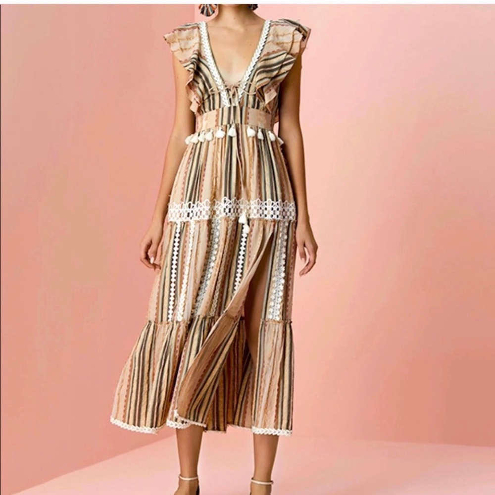 HERMAT & NANDITA ANTHROPOLOGIE MULTI COLORED PIXI MIDI DRESS SIZE SMALL